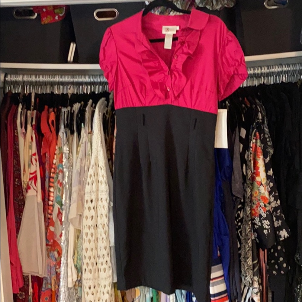 Roulette high waist color block midi pencil dress